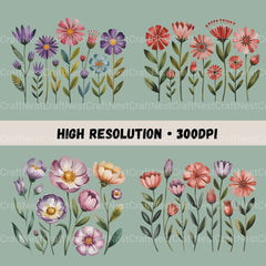 Boho Flowers Clipart Bundle - CraftNest - Digital Crafting and Art