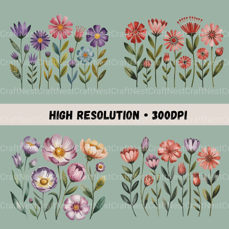 Boho Flowers Clipart Bundle - CraftNest - Digital Crafting and Art