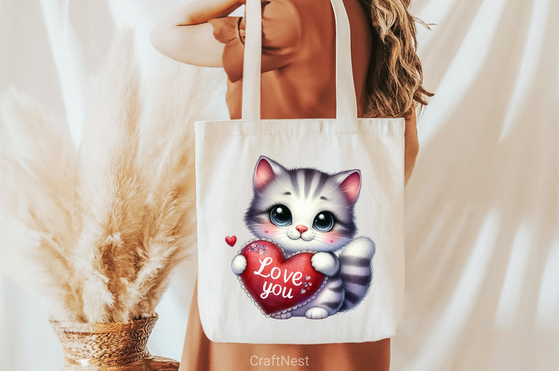 Love You Cat Valentine's Clipart Bundle 2 - CraftNest - Digital Crafting and Art