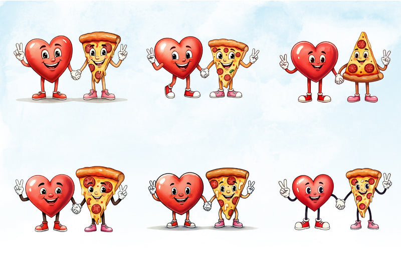 Heart & Pizza Valentine Clipart Bundle - CraftNest - Digital Crafting and Art