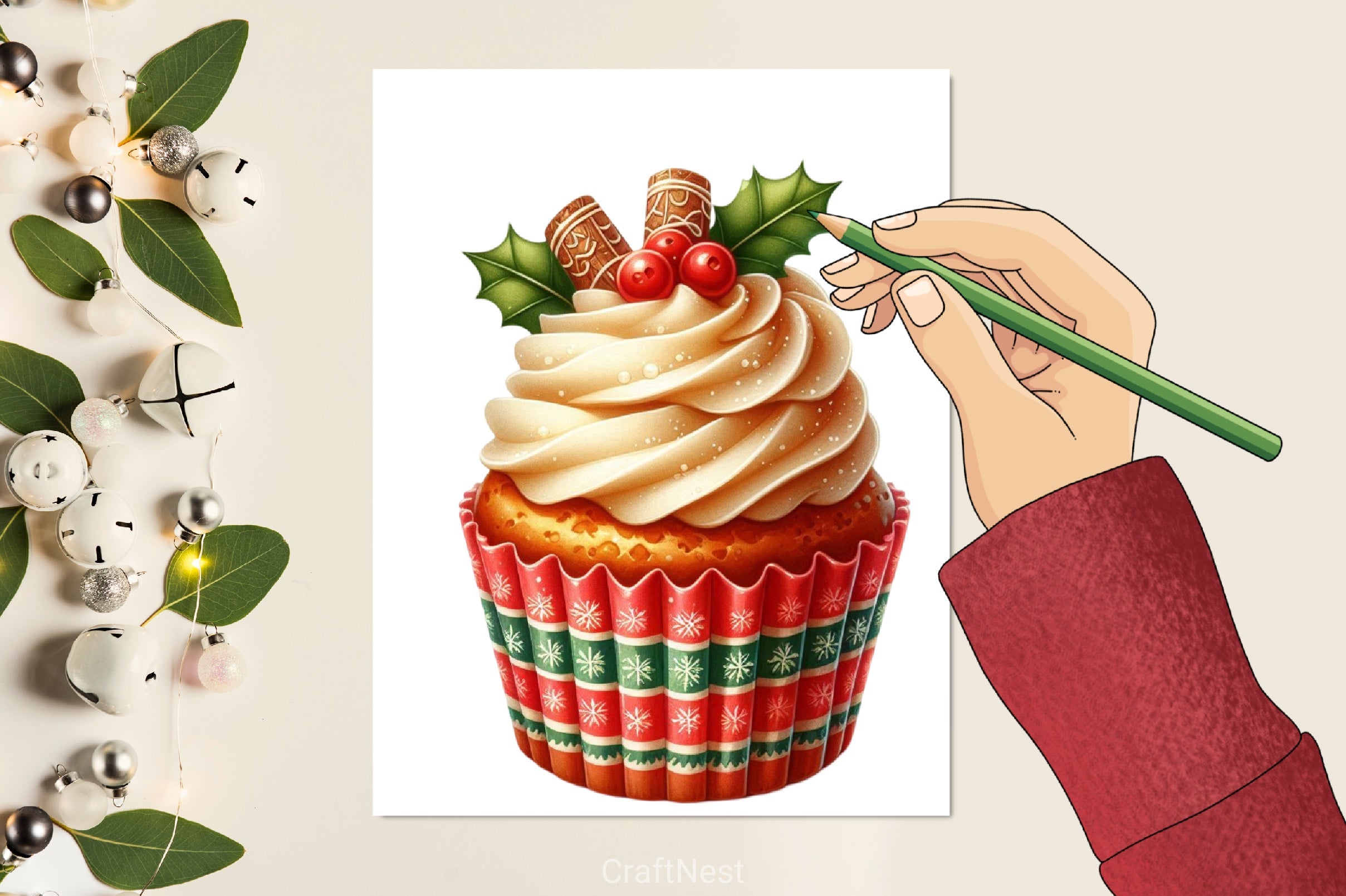 Christmas Cupcakes Clipart Bundle 1 - CraftNest - Digital Crafting and Art