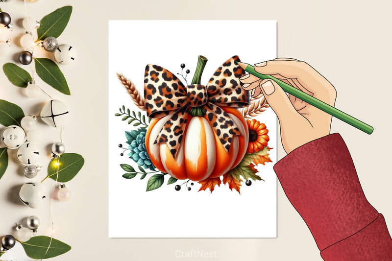 Pumpkin Bow Clipart Bundle - CraftNest - Digital Crafting and Art