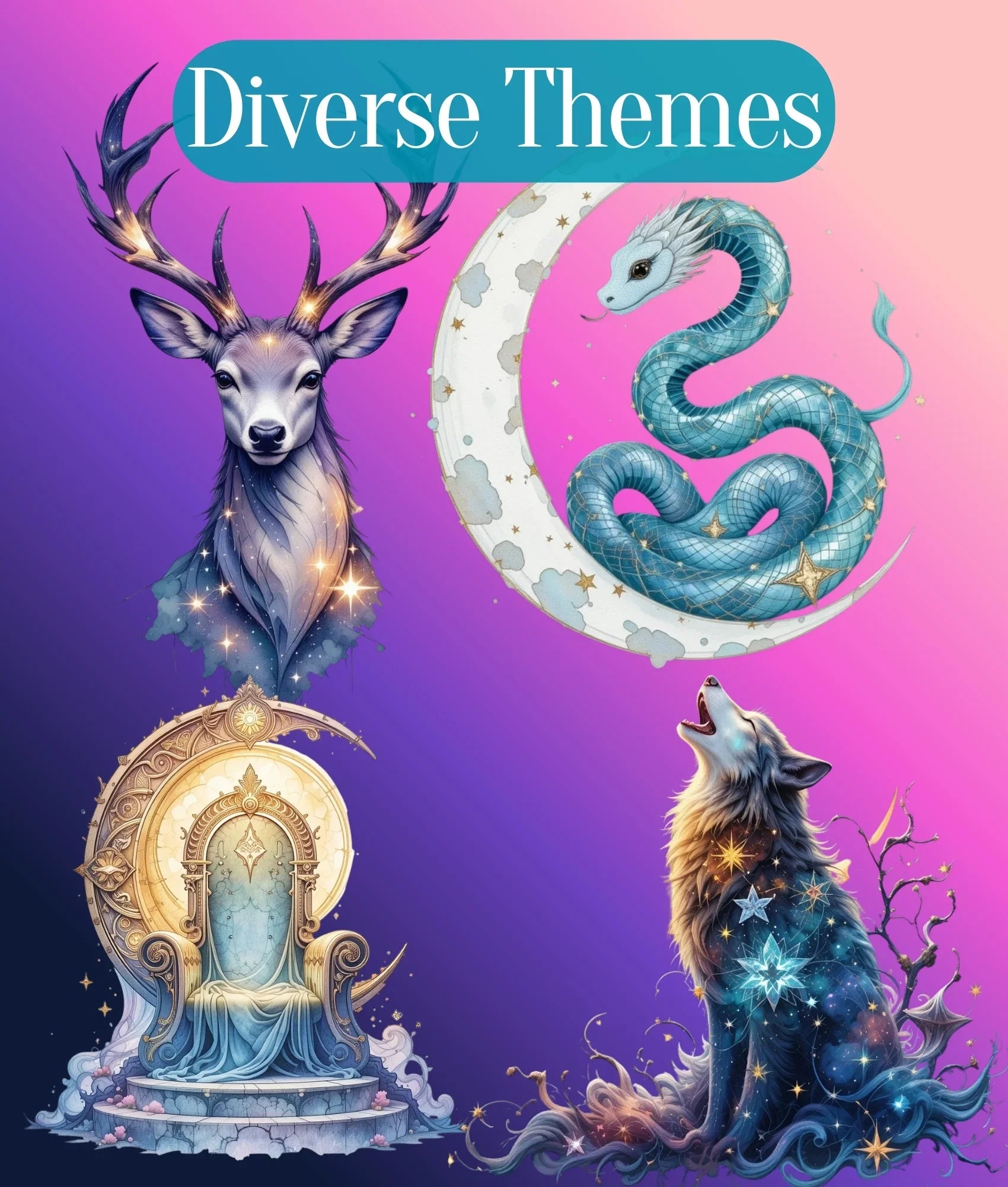 Moon Goddess Clipart Bundle - CraftNest - Digital Crafting and Art