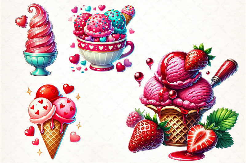 Valentine Ice Cream Clipart Bundle - CraftNest - Digital Crafting and Art