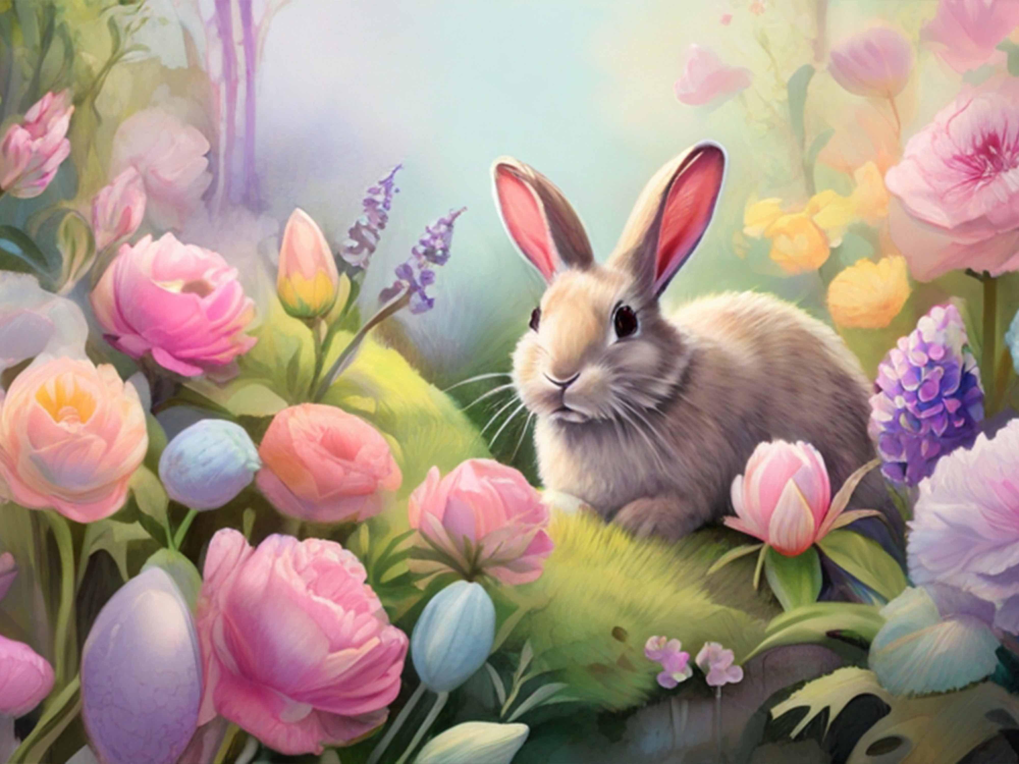 Easter Bunny Watercolor Seamless Pattern - CraftNest - Digital Crafting and Art