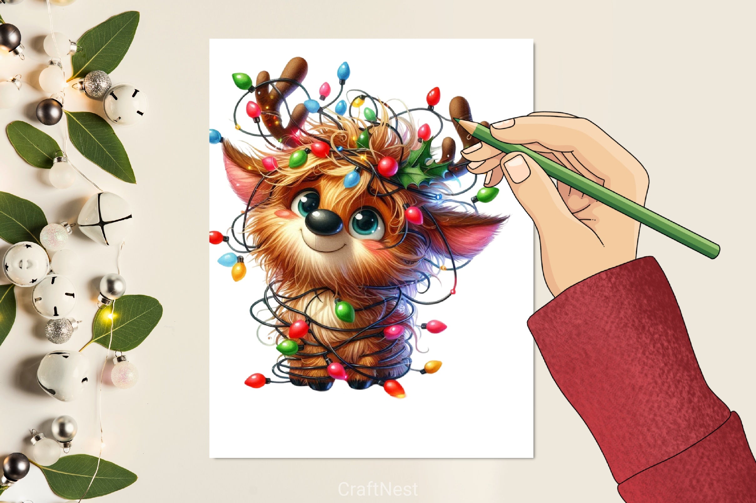 Christmas Reindeer Clipart Bundle 10 - CraftNest - Digital Crafting and Art