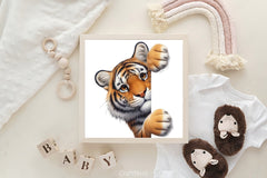 Cute Tiger Peeking Clipart Bundle - CraftNest - Digital Crafting and Art