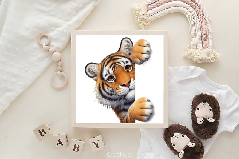 Cute Tiger Peeking Clipart Bundle - CraftNest - Digital Crafting and Art