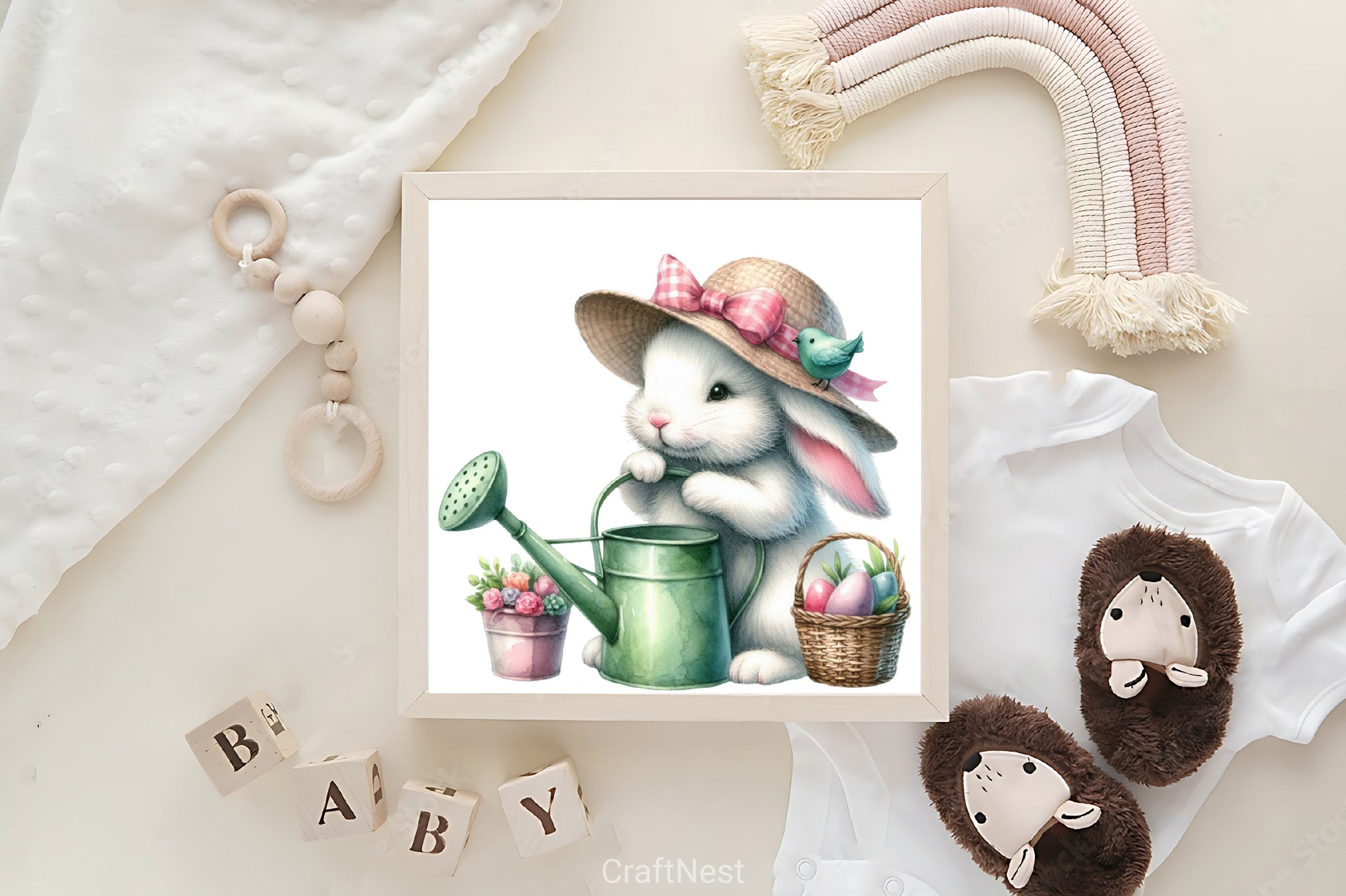 Bunny Flowers Clipart Bundle - CraftNest - Digital Crafting and Art