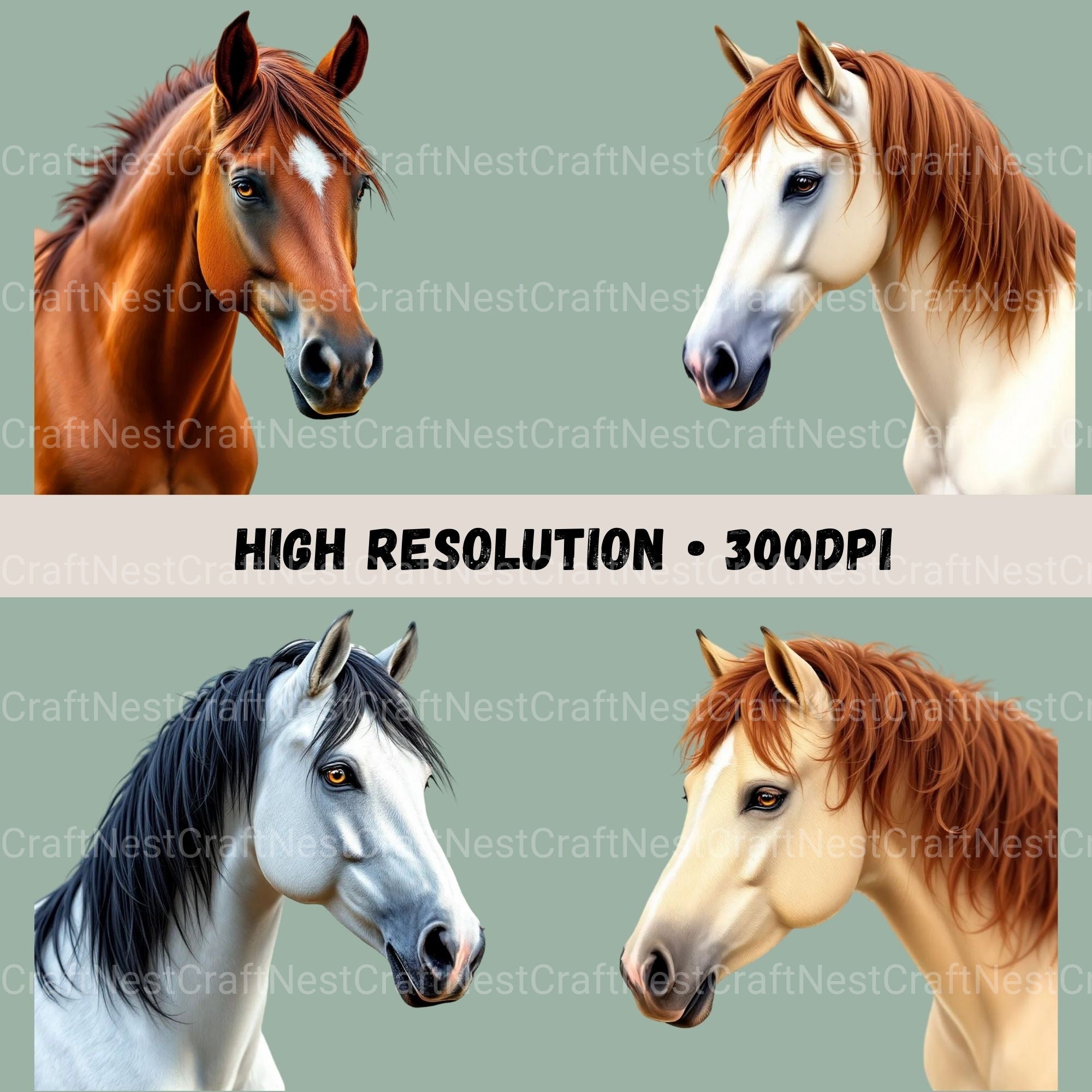 Horse Portraits Clipart Bundle - CraftNest - Digital Crafting and Art