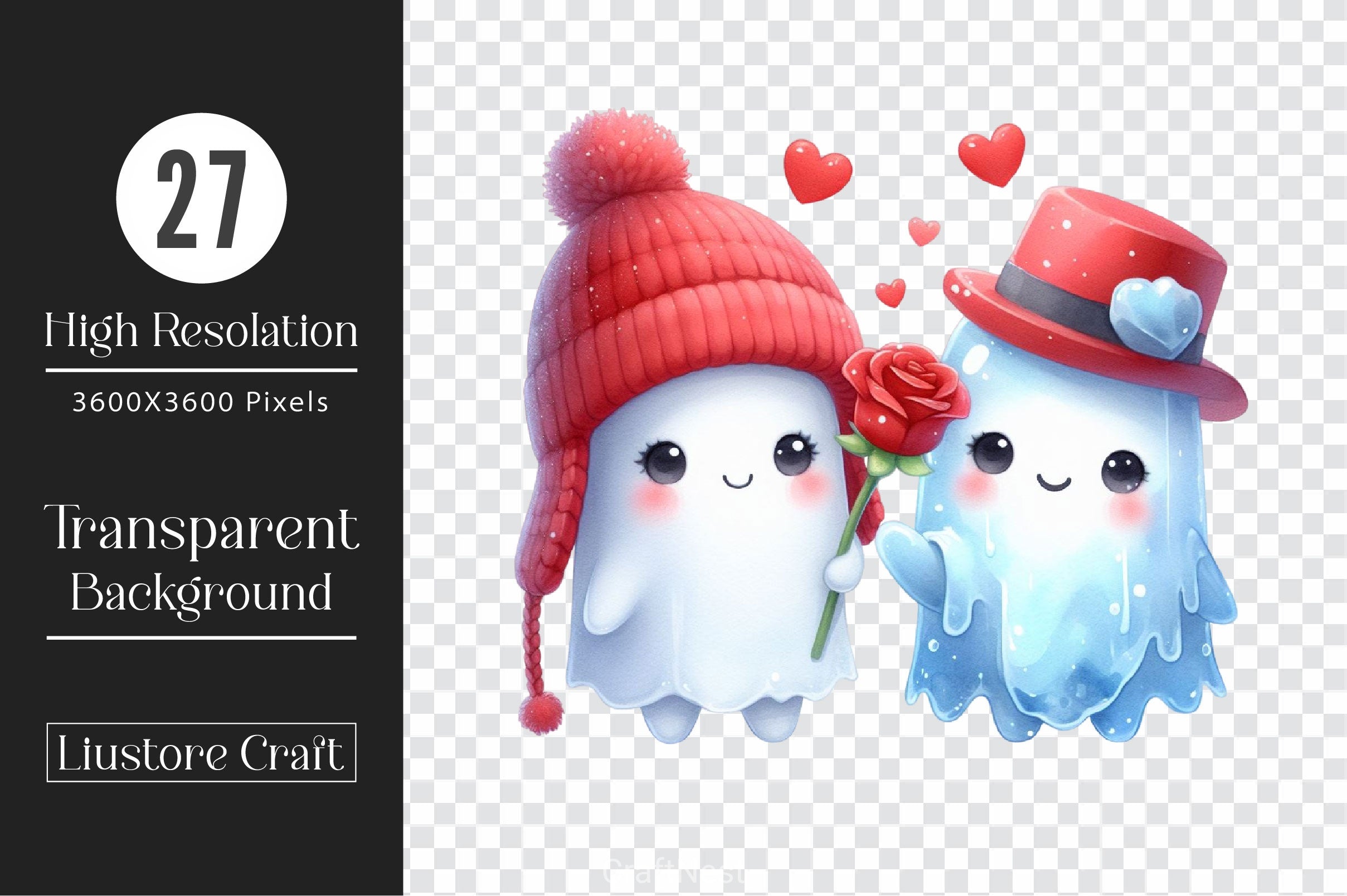 Lovely Ghost Valentine's Day Clipart Bundle - CraftNest - Digital Crafting and Art