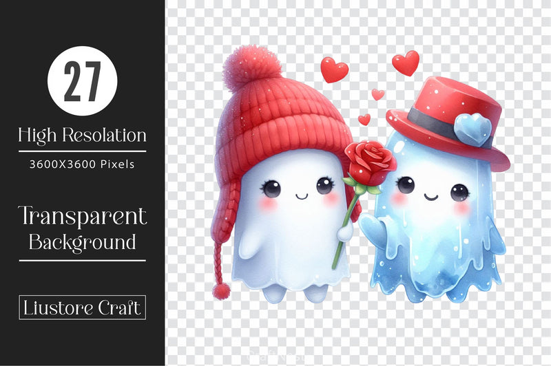Lovely Ghost Valentine's Day Clipart Bundle - CraftNest - Digital Crafting and Art