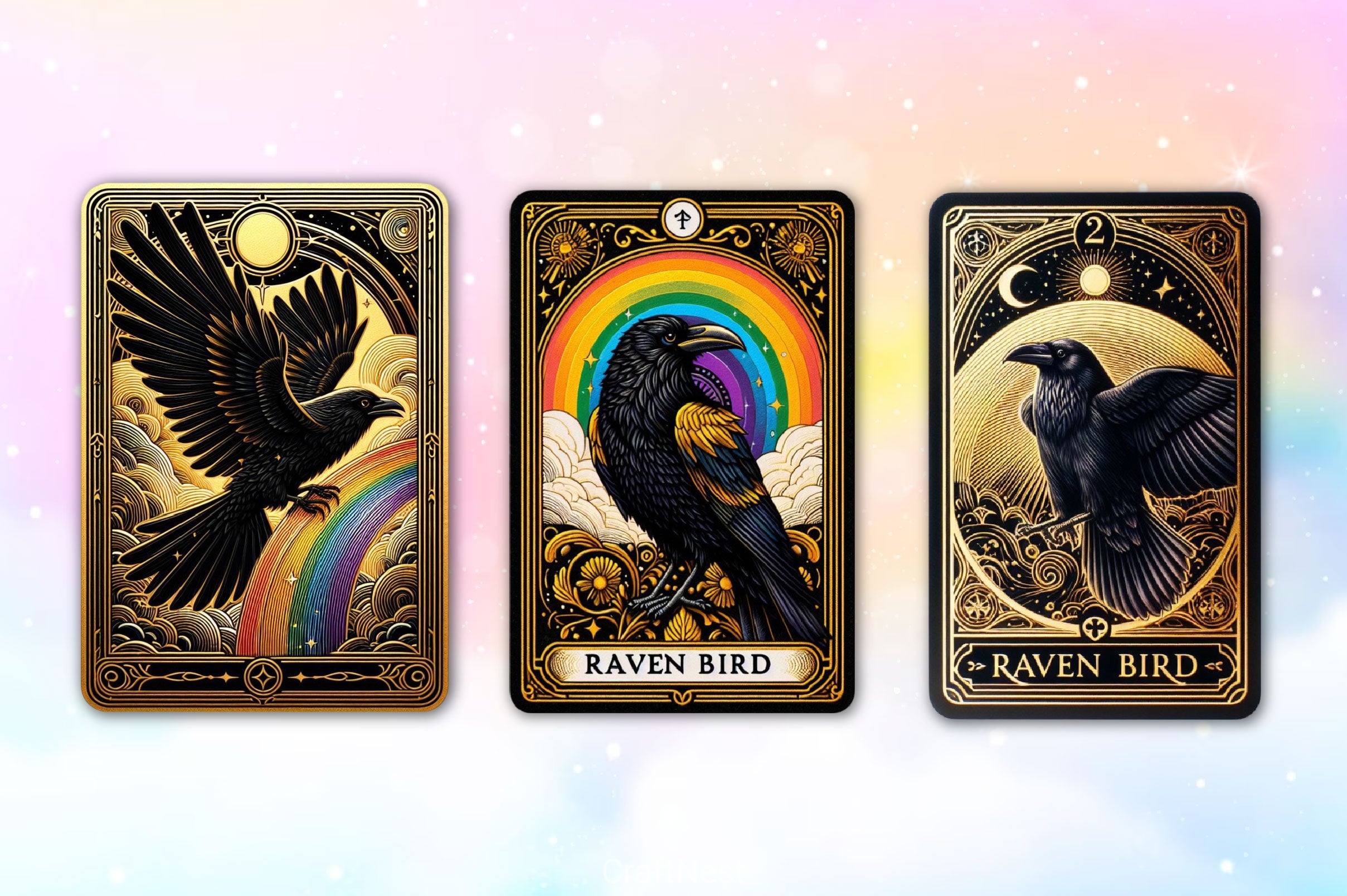 Raven Bird Tarot Card Clipart Bundle 17 - CraftNest - Digital Crafting and Art