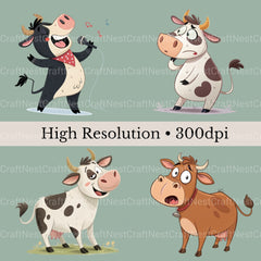 Cows Quirky Clipart Bundle - CraftNest - Digital Crafting and Art