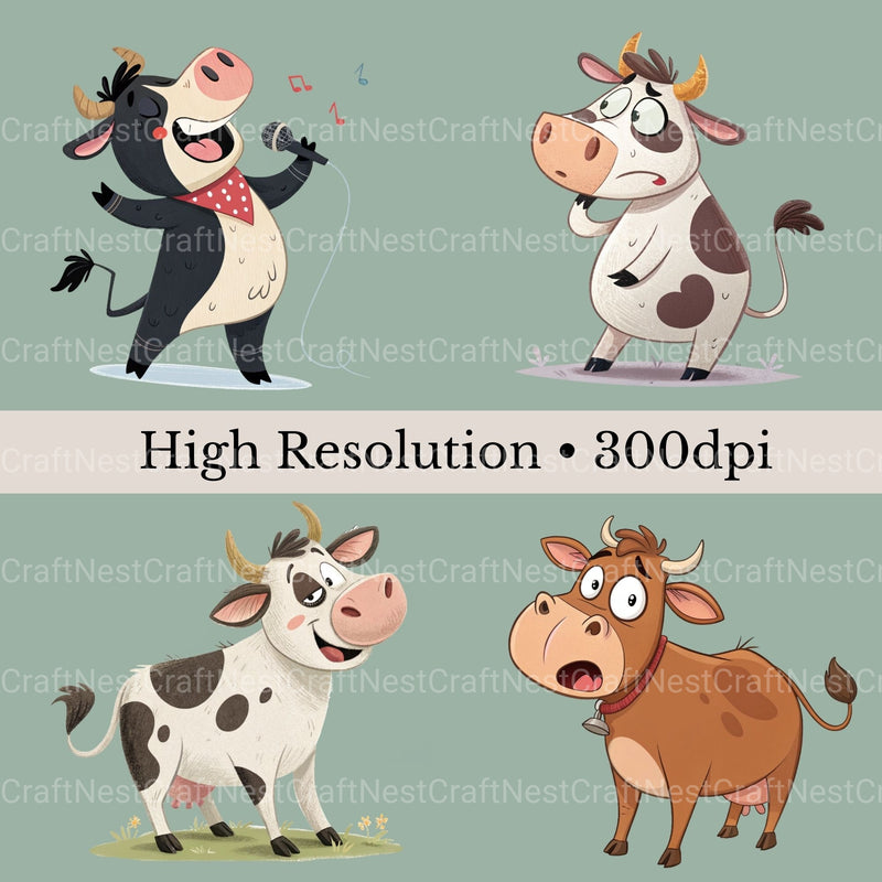 Cows Quirky Clipart Bundle - CraftNest - Digital Crafting and Art
