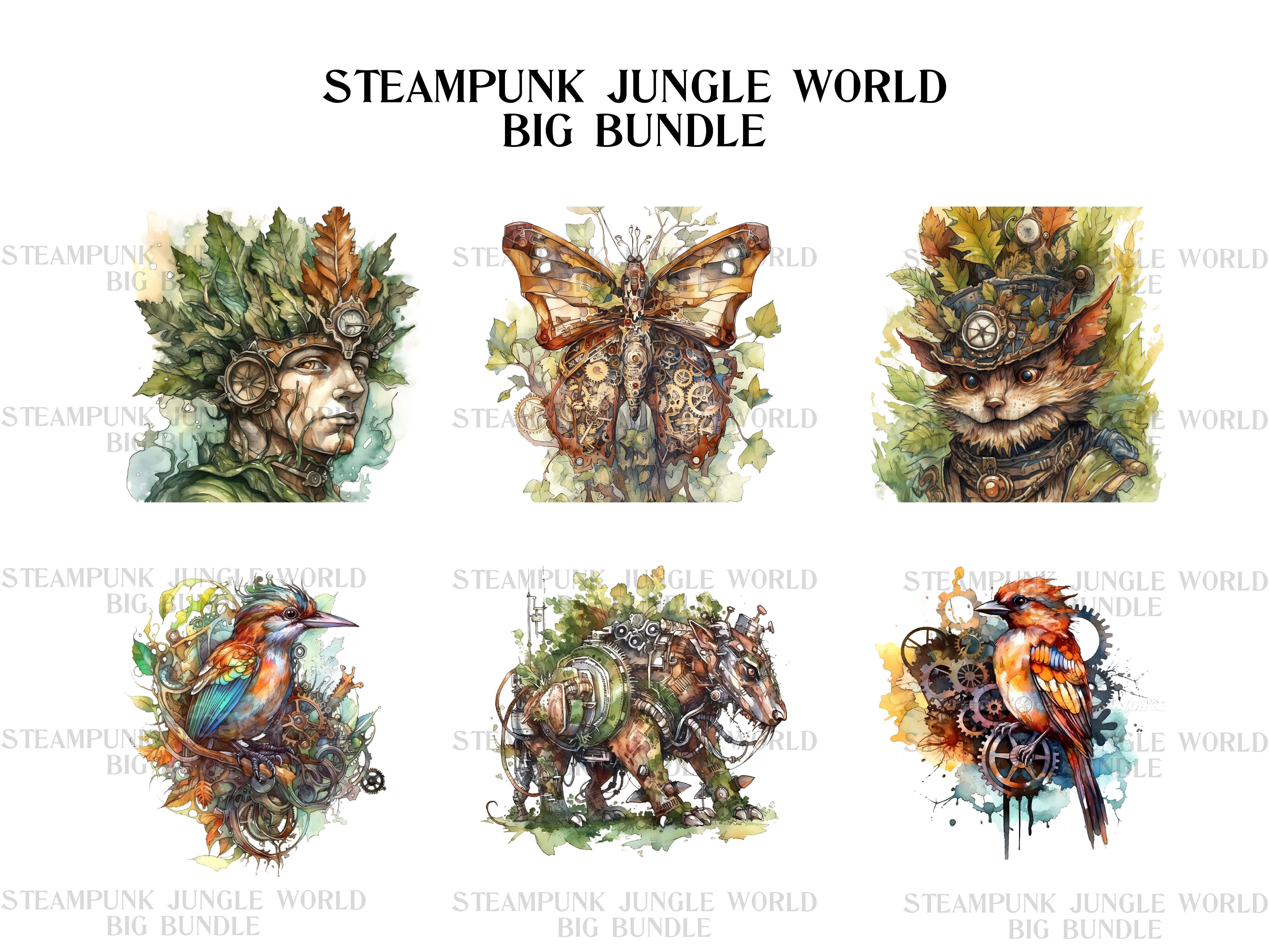 Steampunk Jungle World Clipart - CraftNest