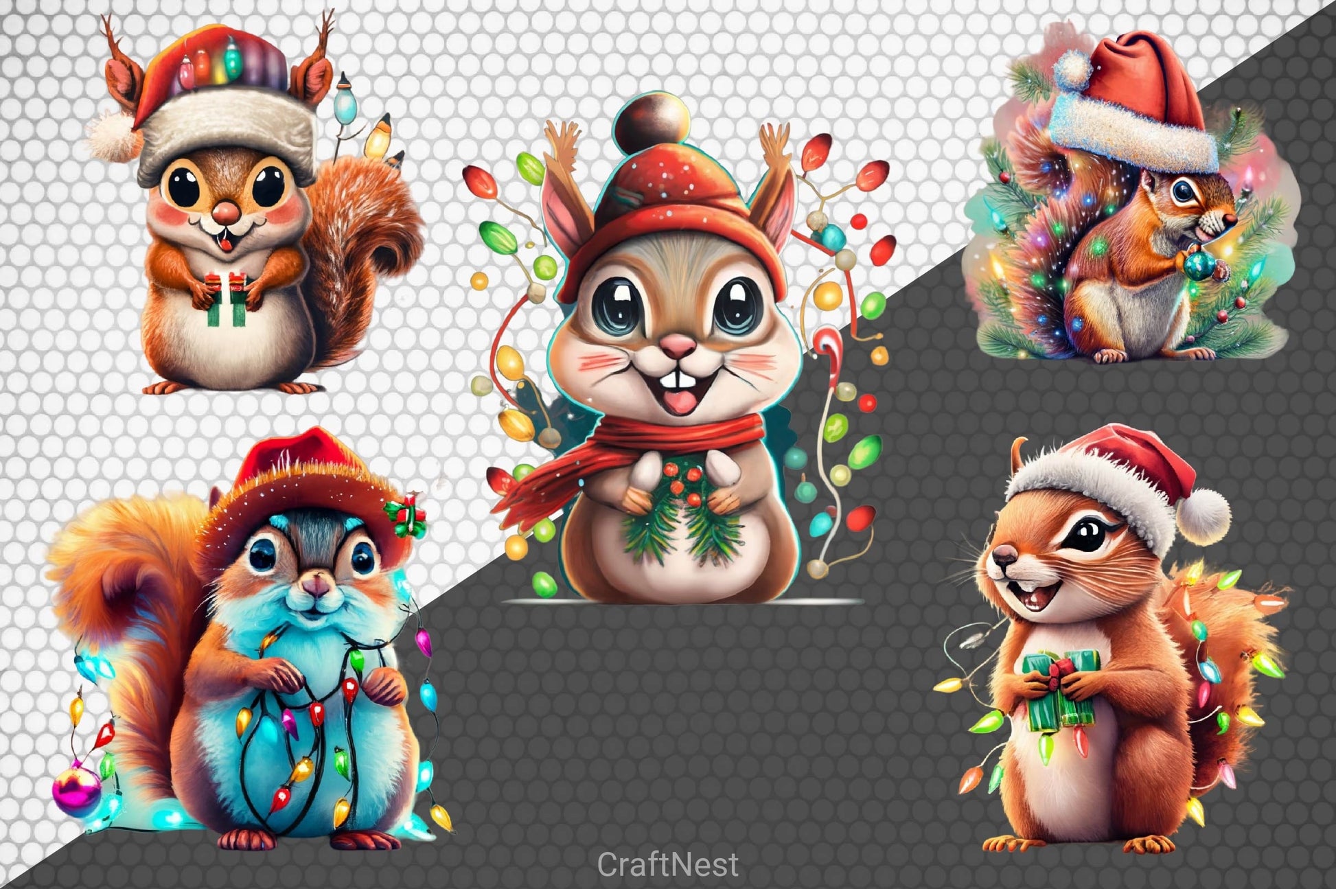 Christmas Cute Squirrel Clipart Bundle - CraftNest - Digital Crafting and Art