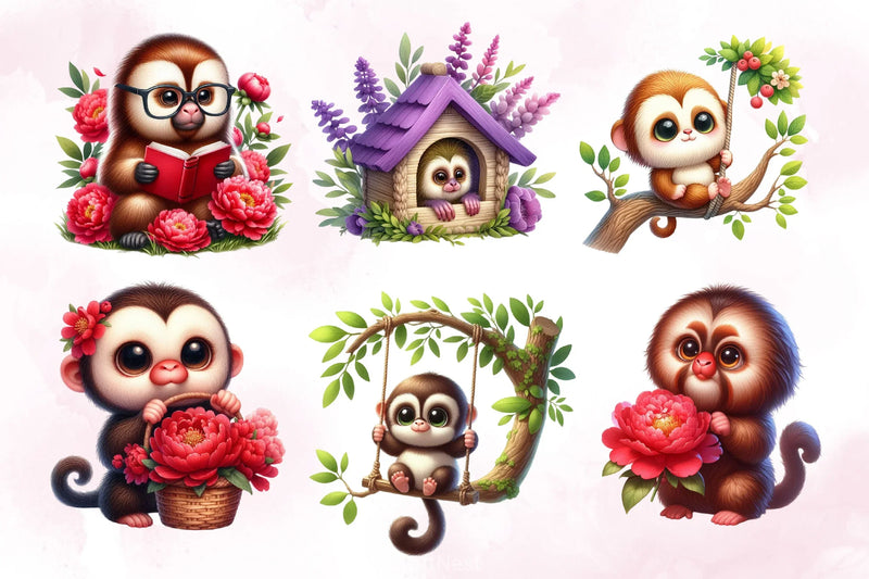 Cute Monkey Clipart Bundle 2 - CraftNest - Digital Crafting and Art