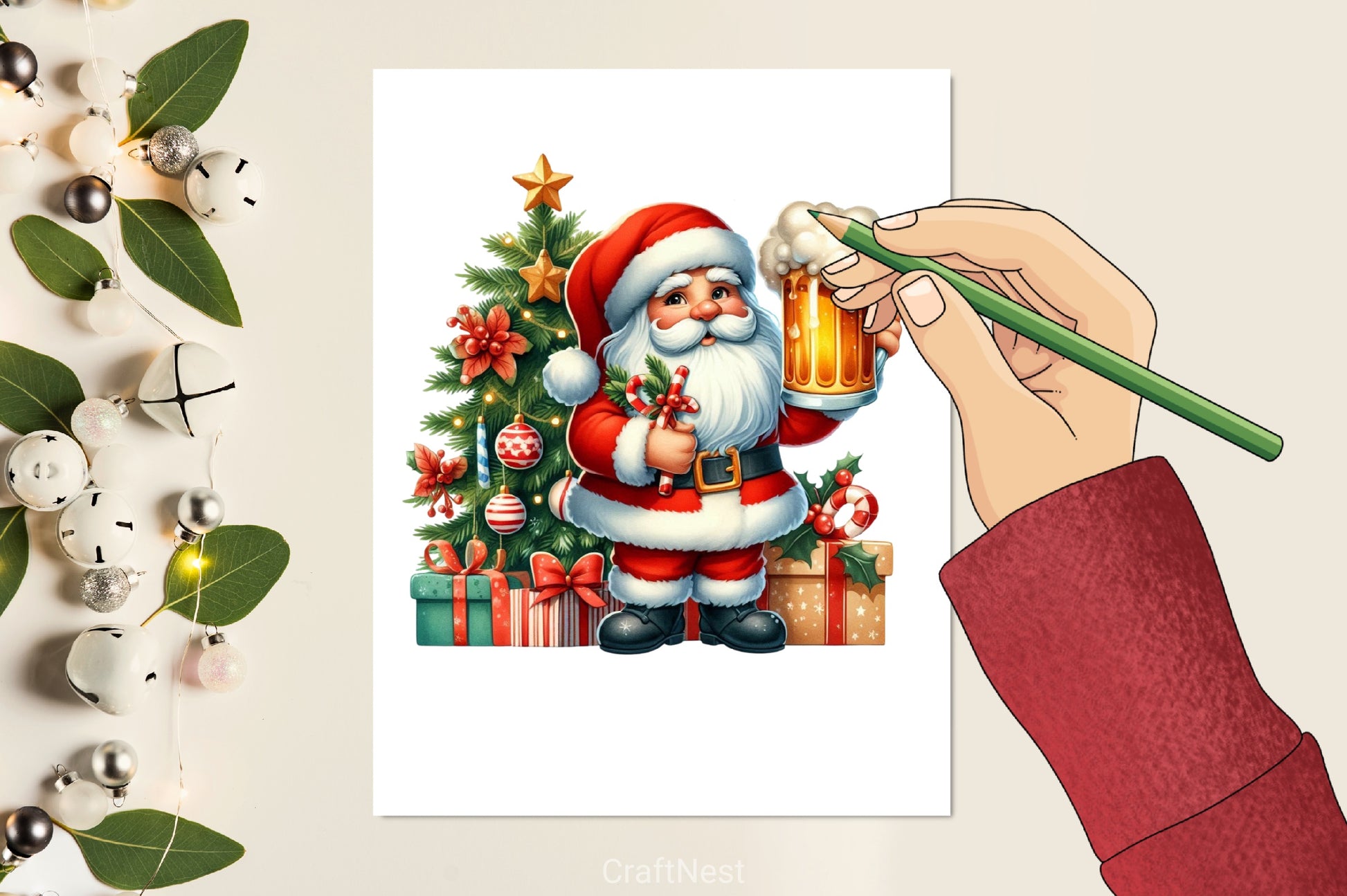 Christmas Santa Beer Mug Clipart Bundle - CraftNest - Digital Crafting and Art