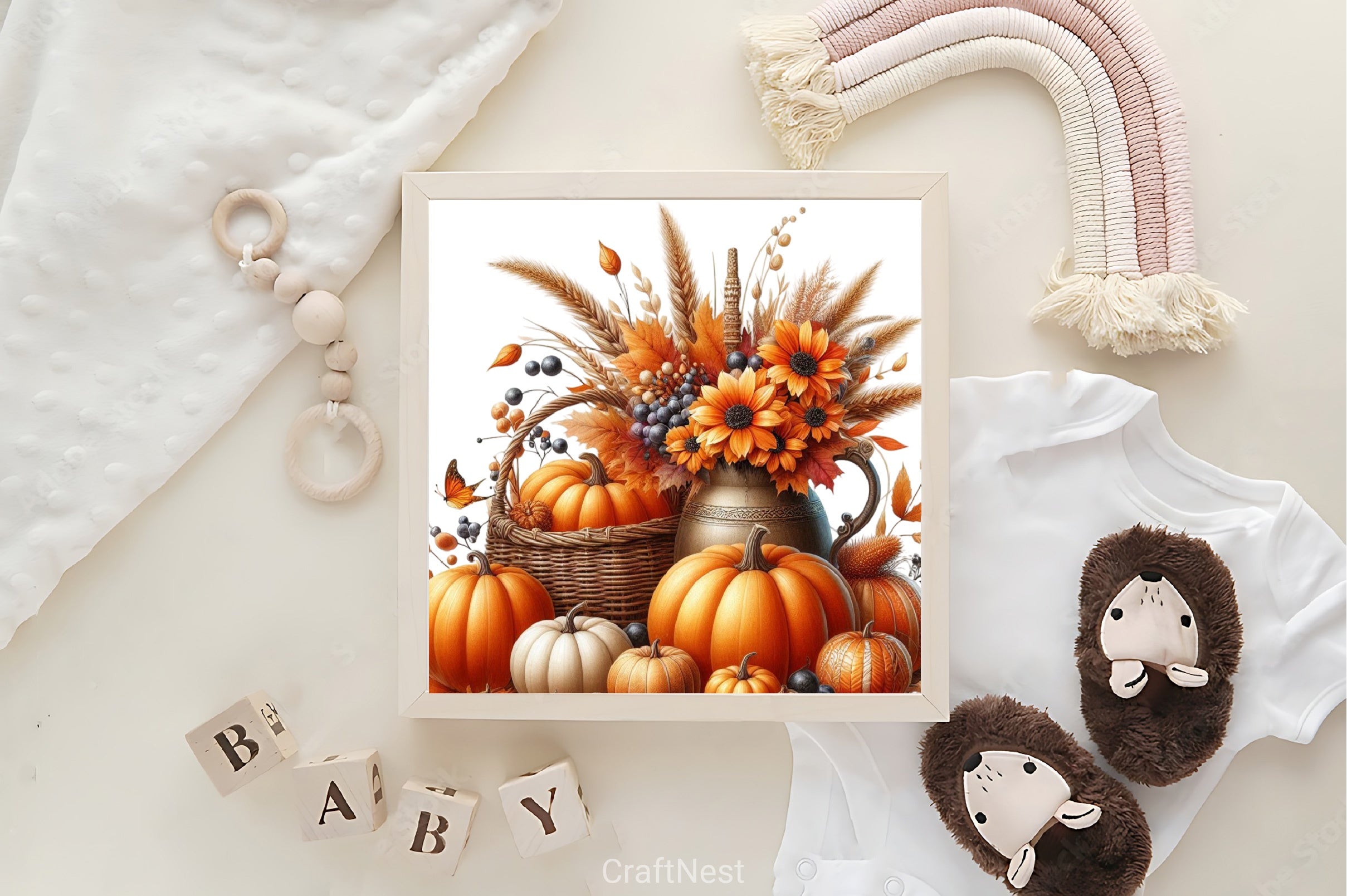 Autumn Pumpkins & Flowers Clipart Bundle - CraftNest - Digital Crafting and Art