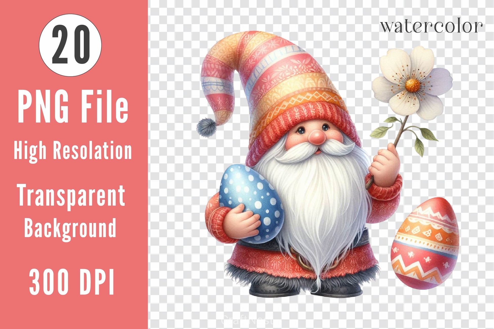 Watercolour Easter Gnomes Clipart Bundle - CraftNest - Digital Crafting and Art