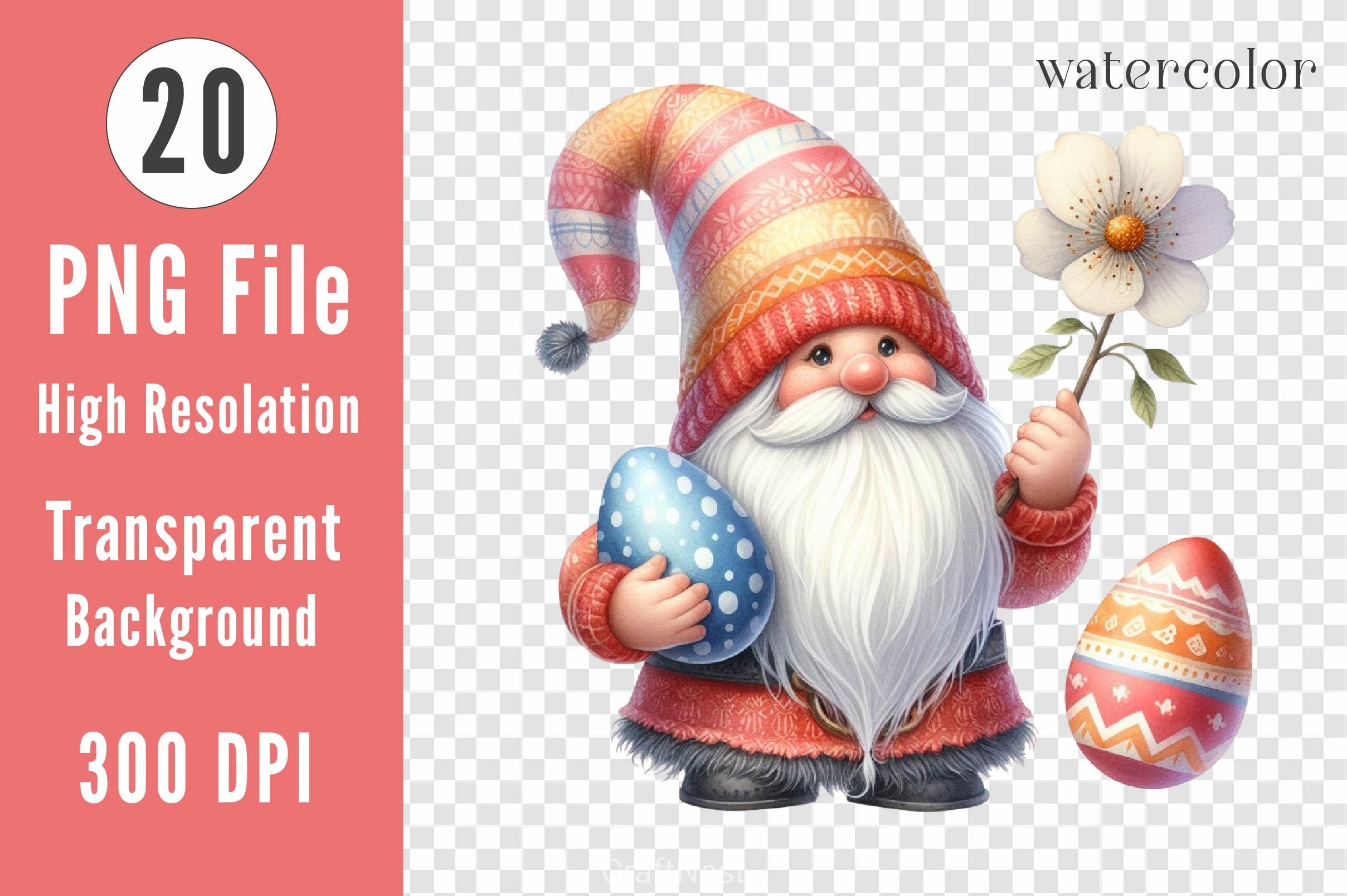 Watercolour Easter Gnomes Clipart Bundle - CraftNest - Digital Crafting and Art