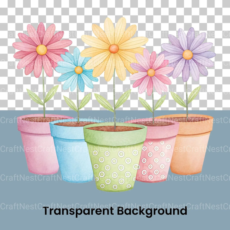 Flowers In Pots Clipart Bundle - CraftNest - Digital Crafting and Art