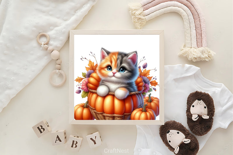 Cute Kitten Pumpkins Clipart Bundle - CraftNest - Digital Crafting and Art