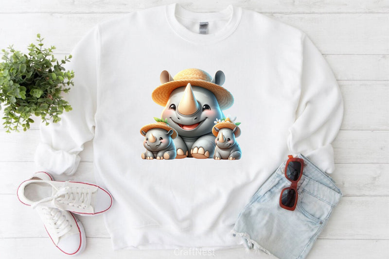 Cute Rhino Clipart Bundle - CraftNest - Digital Crafting and Art