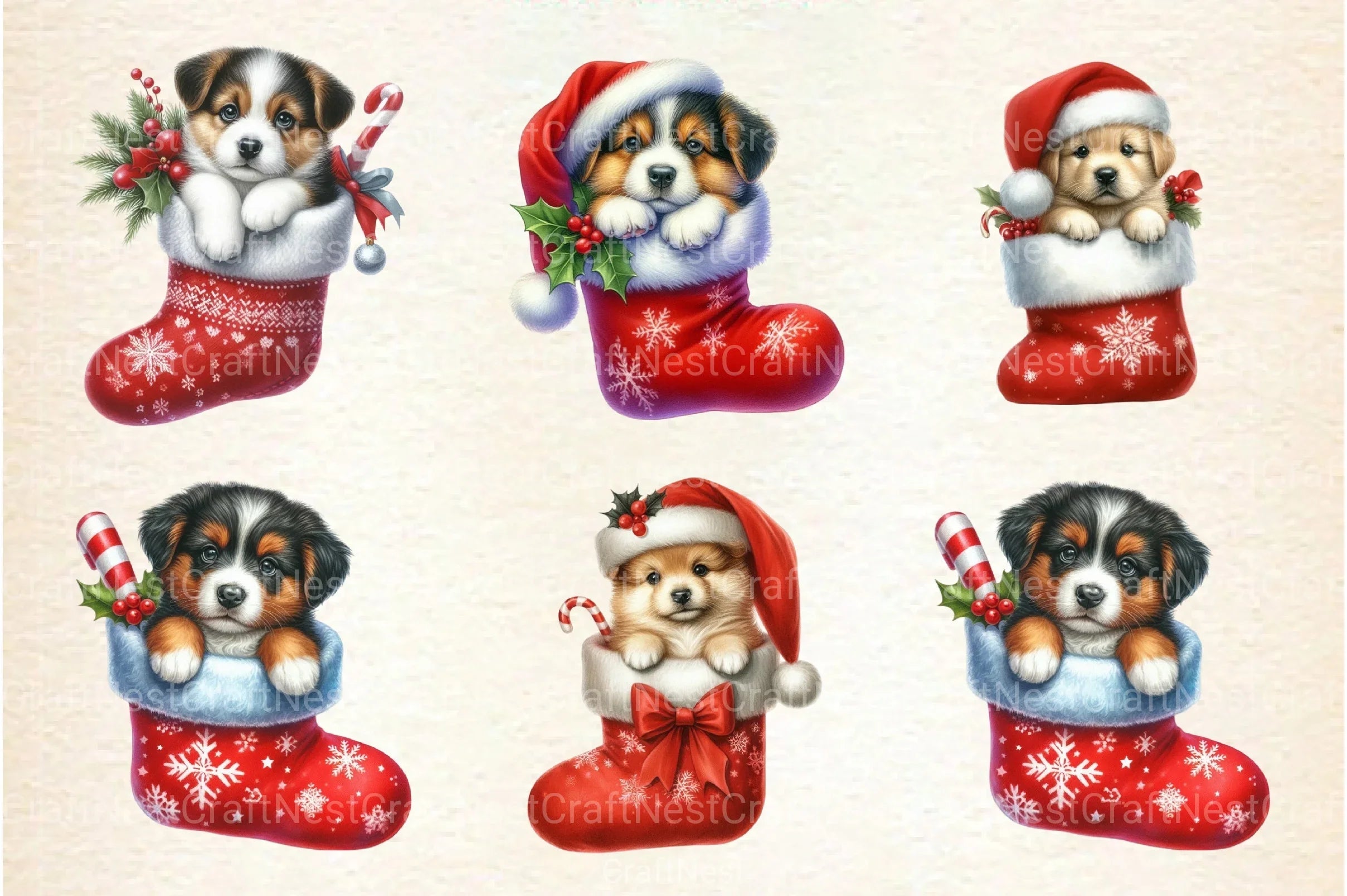 Dog Christmas Stocking Clipart Bundle - CraftNest - Digital Crafting and Art