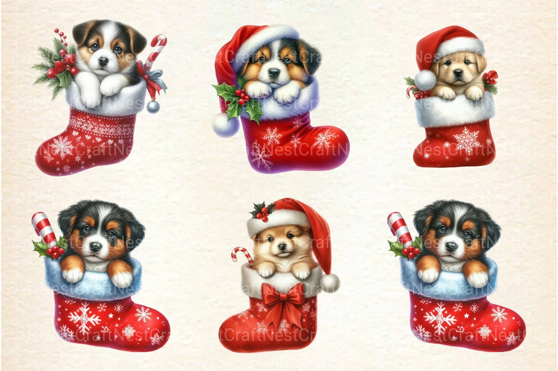 Dog Christmas Stocking Clipart Bundle - CraftNest - Digital Crafting and Art