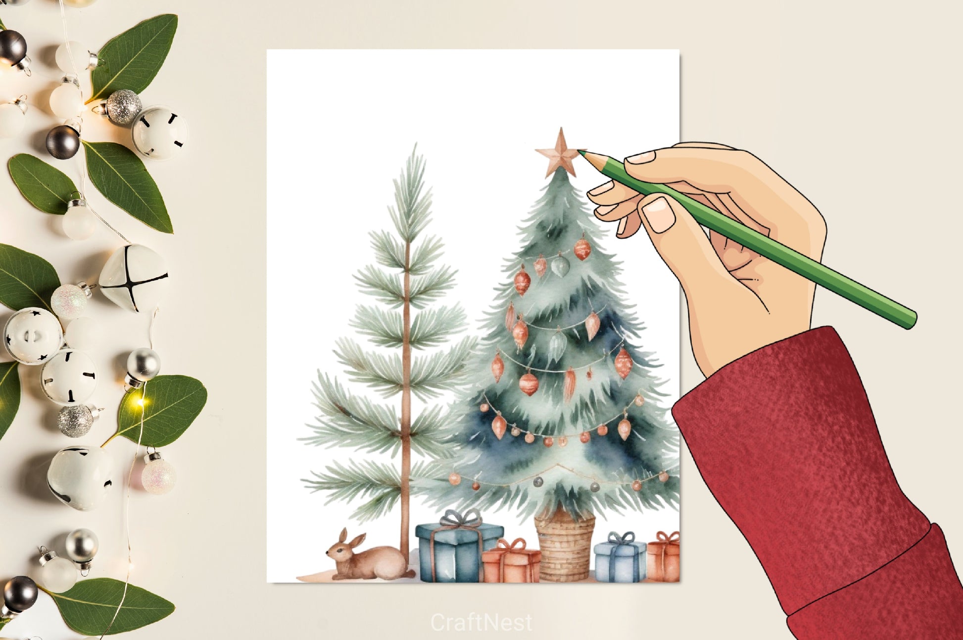 Cozy Winter Christmas Tree Clipart - CraftNest - Digital Crafting and Art