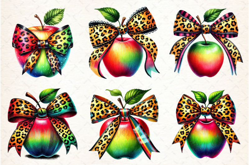 Leopard Apple Bow Clipart Bundle - CraftNest - Digital Crafting and Art