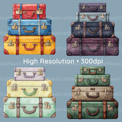 Vintage Suitcases Clipart Bundle - CraftNest - Digital Crafting and Art