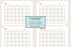 Blank Monthly Calendar KDP Planner - CraftNest - Digital Crafting and Art
