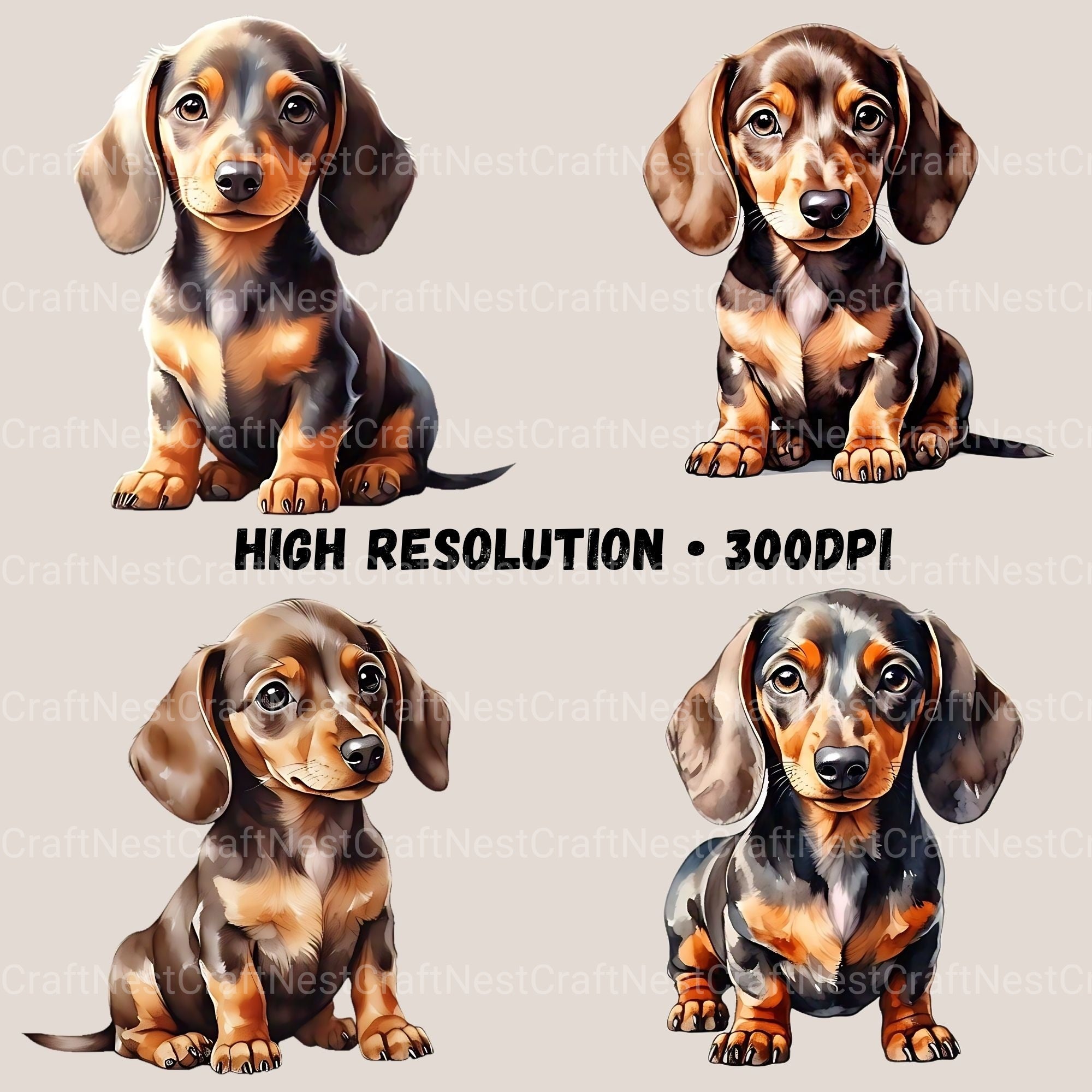 Dachshund Puppies Clipart Bundle 1 - CraftNest - Digital Crafting and Art