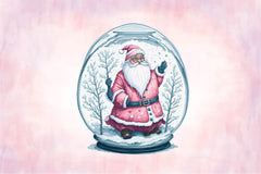 Pink Santa Claus In Snow Globe Clipart Bundle - CraftNest - Digital Crafting and Art
