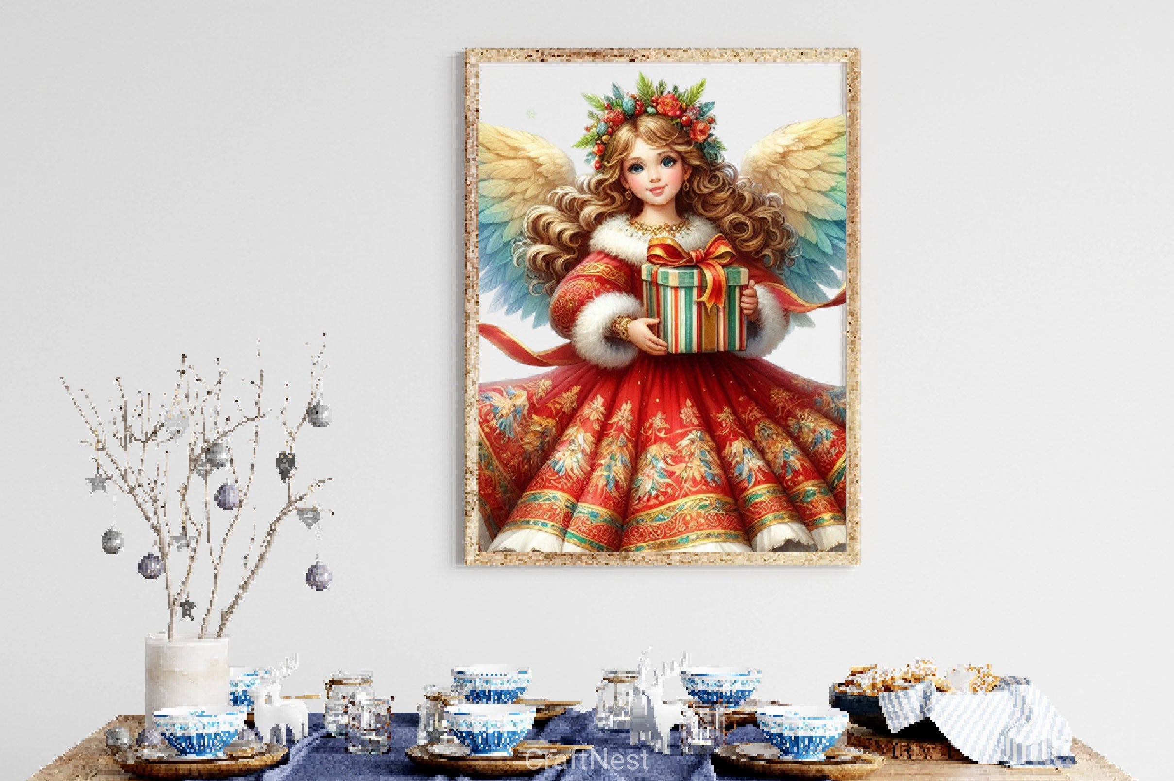 Vintage Christmas Angel Clipart Bundle - CraftNest - Digital Crafting and Art