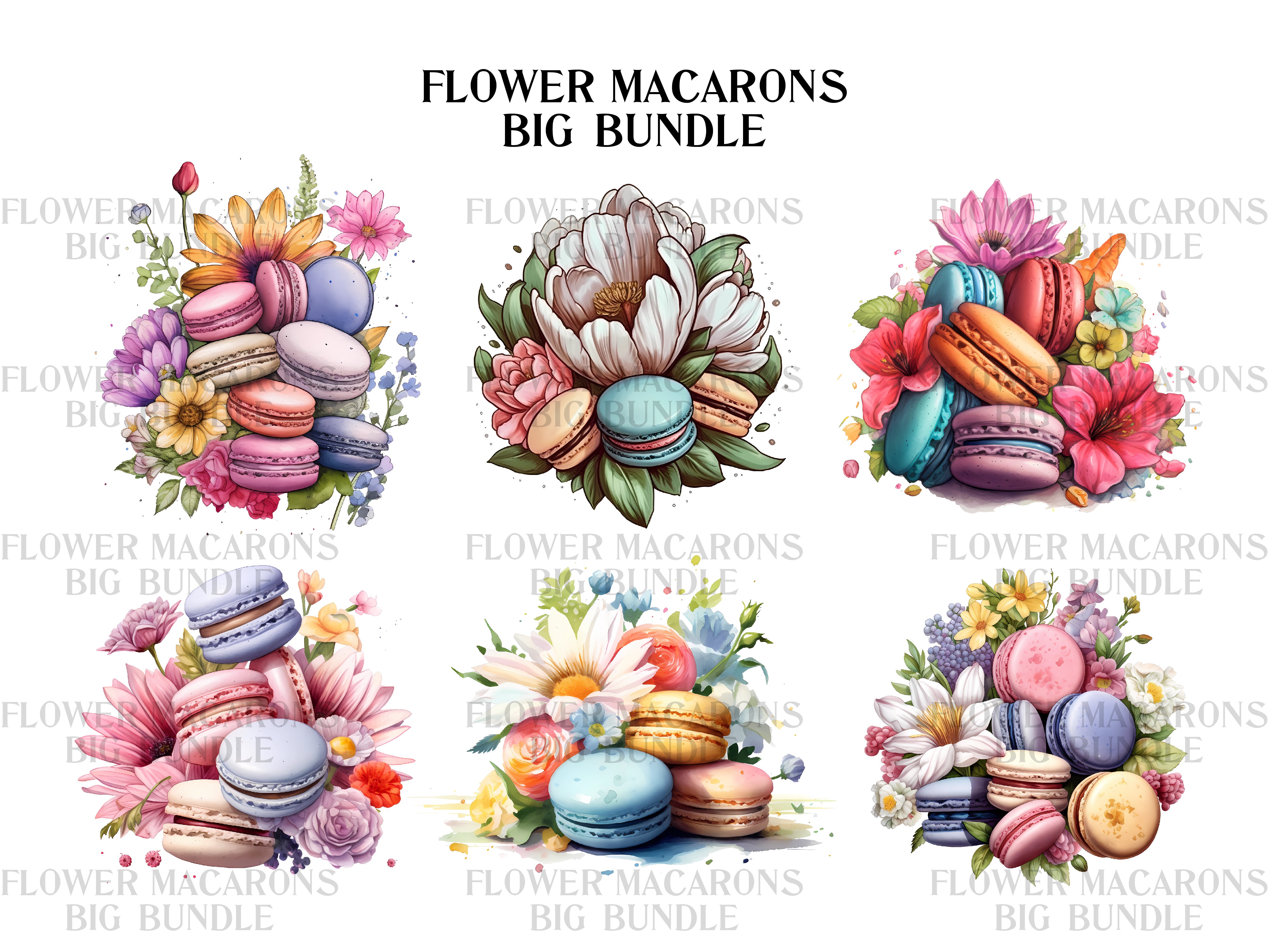 Flower Macarons Clipart - CraftNest