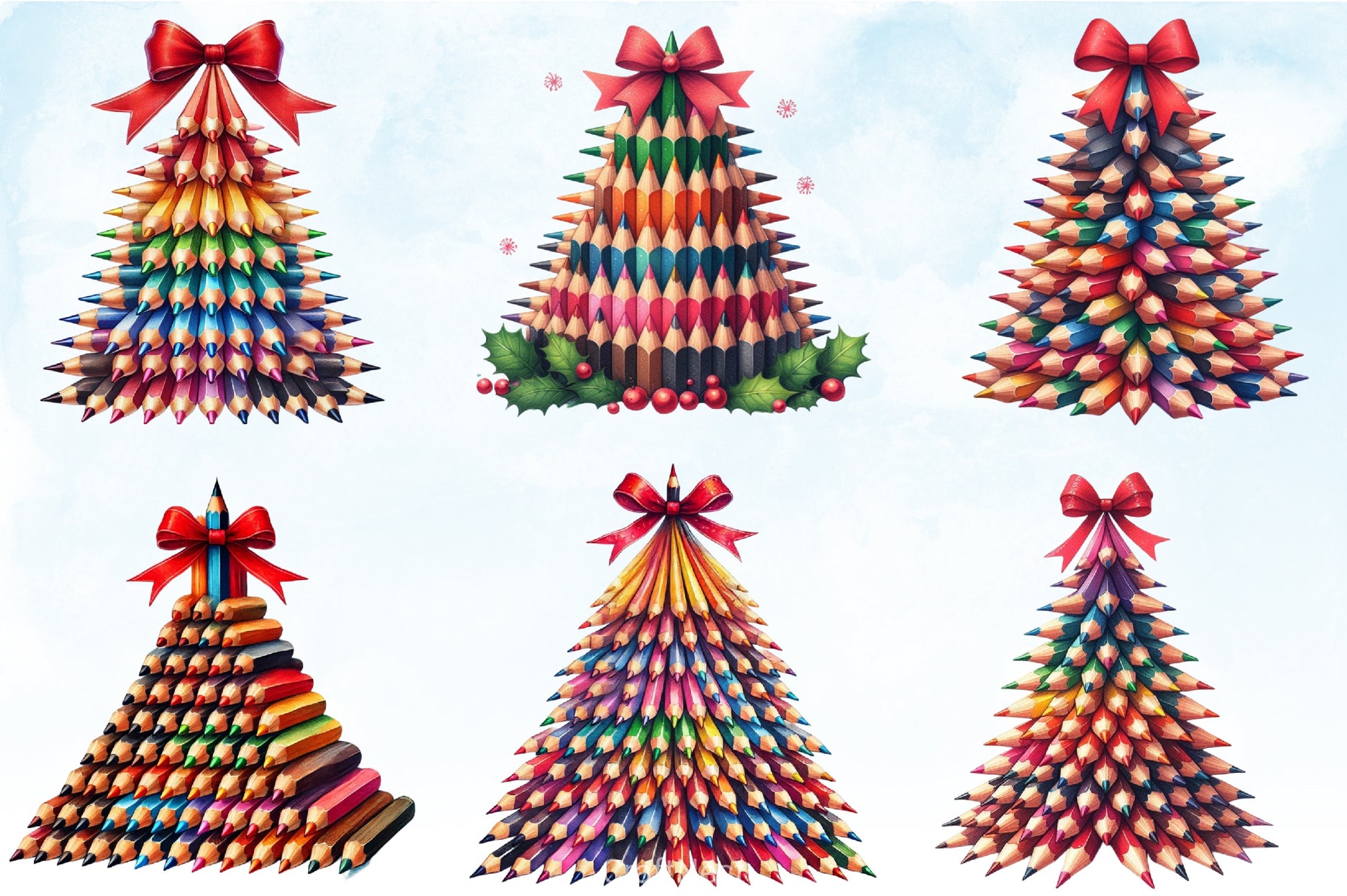 Christmas Pencil Tree Clipart Bundle - CraftNest - Digital Crafting and Art
