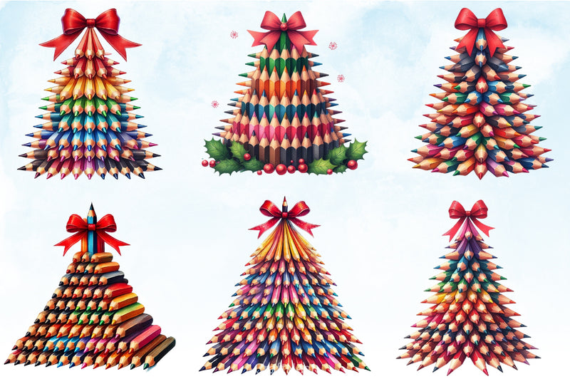 Christmas Pencil Tree Clipart Bundle - CraftNest - Digital Crafting and Art