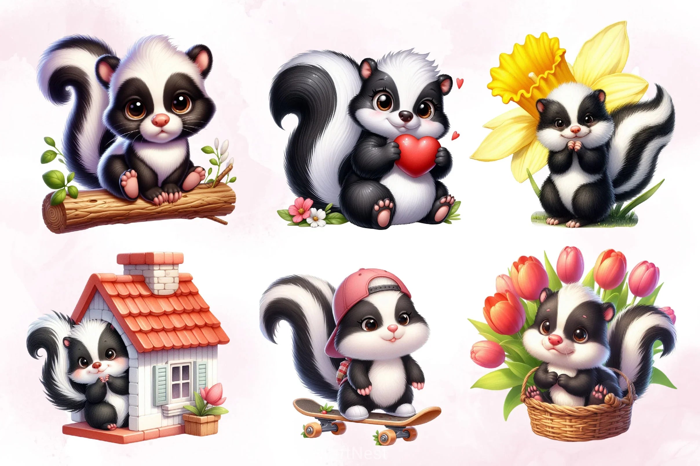 Cute Skunk Clipart Bundle - CraftNest - Digital Crafting and Art