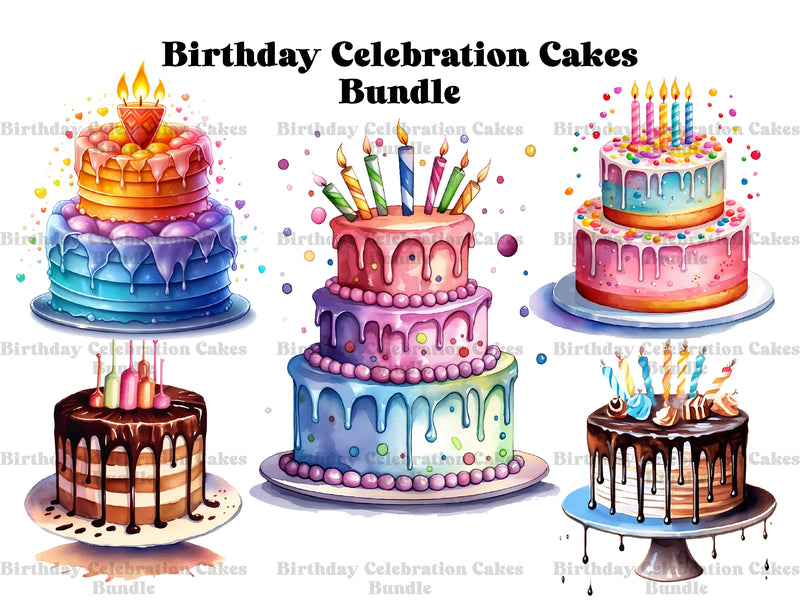 Birthday Celebration Cakes Clipart - CraftNest