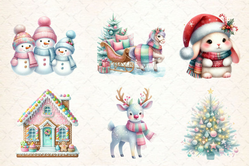 Pastel Christmas Clipart Bundle 2 - CraftNest - Digital Crafting and Art