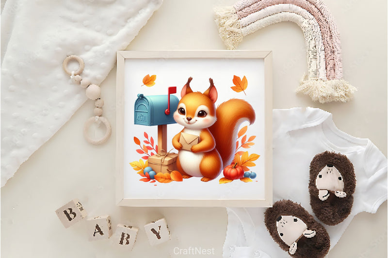 Autumn Squirrel With Mailbox Clipart Bundle 2 - CraftNest - Digital Crafting and Art
