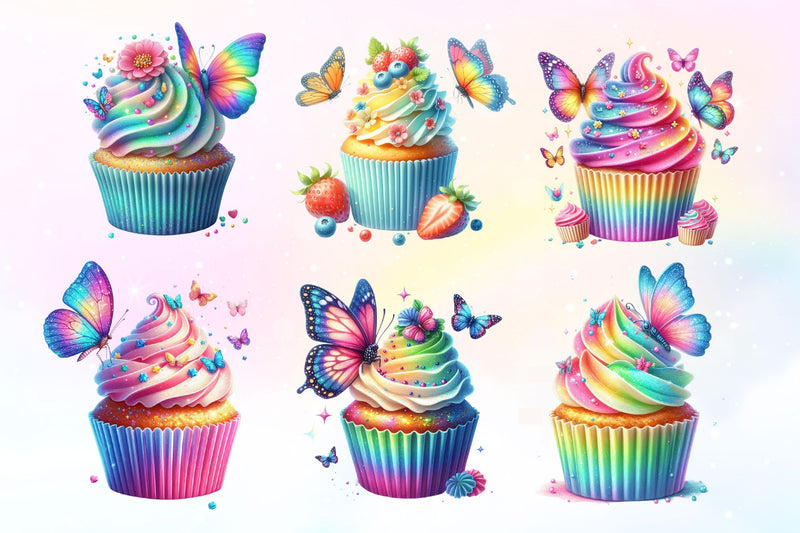 Butterfly Cupcake Clipart Bundle - CraftNest - Digital Crafting and Art
