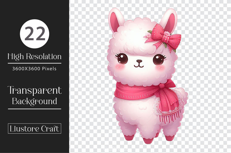 Cute Valentine Baby Llama Clipart Bundle 2 - CraftNest - Digital Crafting and Art