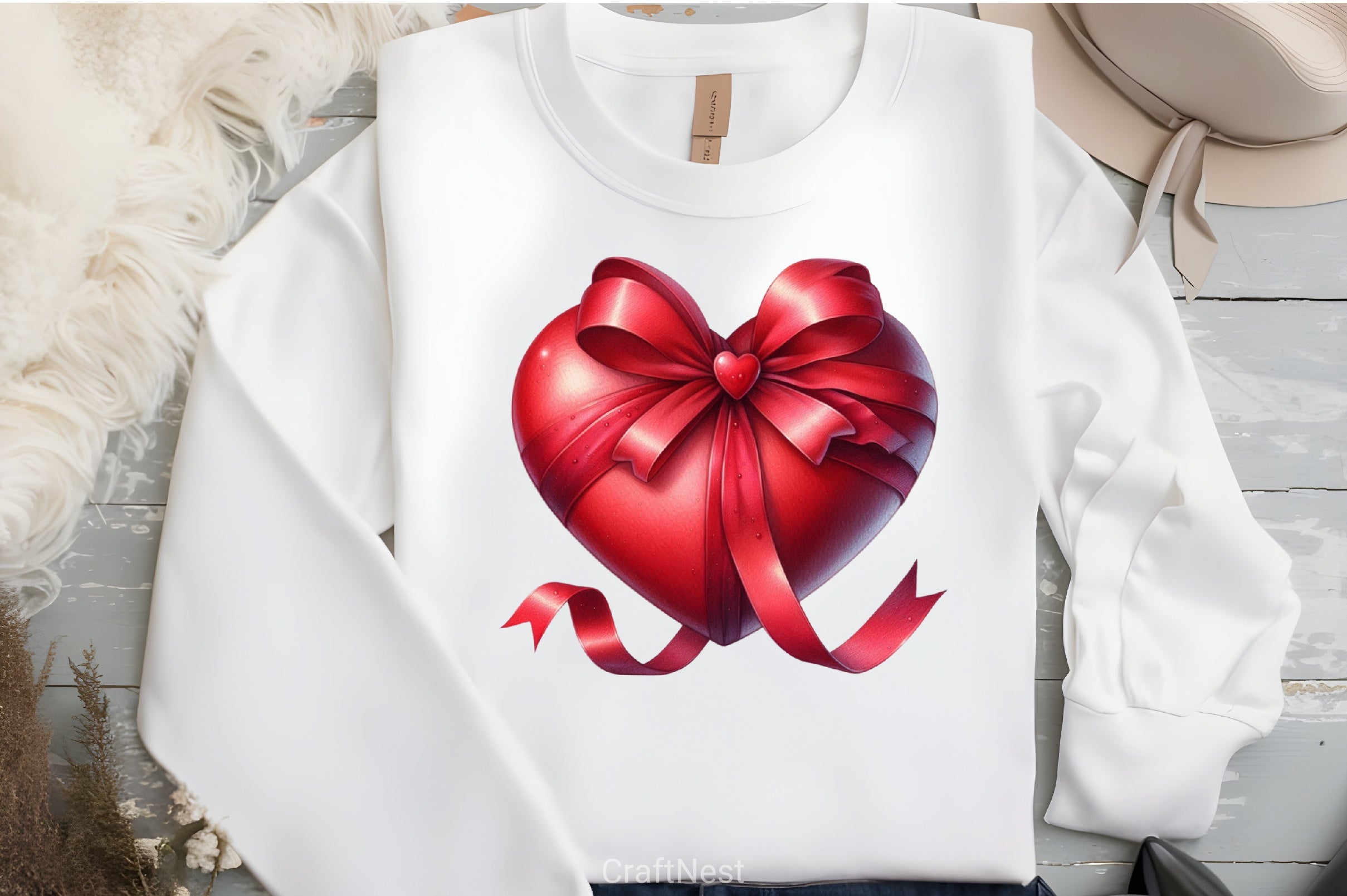 Valentine's Red Heart Bow Clipart Bundle - CraftNest - Digital Crafting and Art