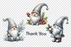 Silver Christmas Gnomes Clipart Bundle - CraftNest - Digital Crafting and Art