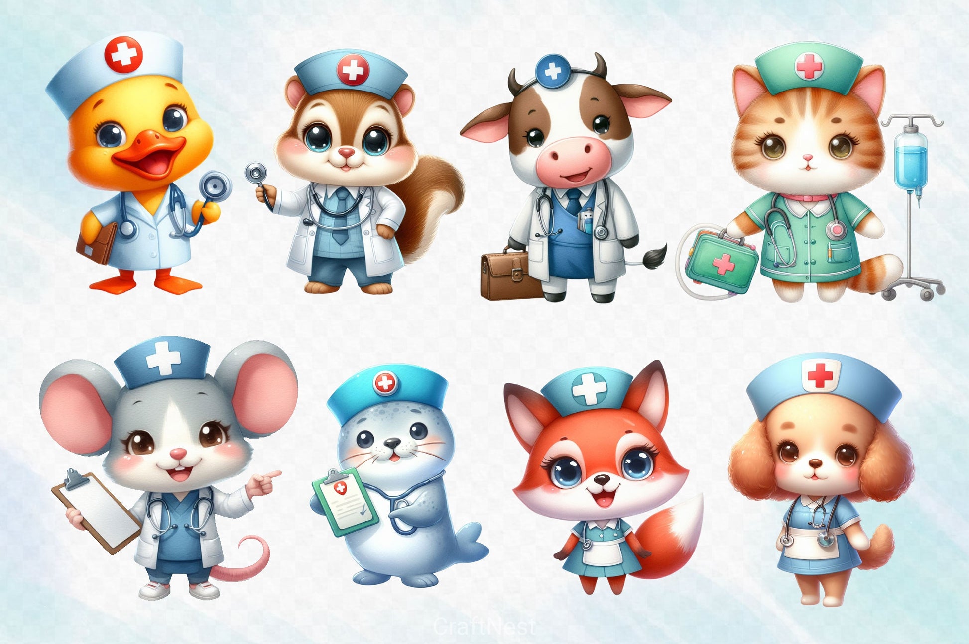Nurse Animals Clipart Bundle - CraftNest - Digital Crafting and Art